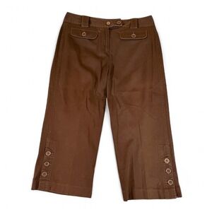 Y2K‎ New Directions Brown Capri Crop Pants Women's Size 8 Button Accents